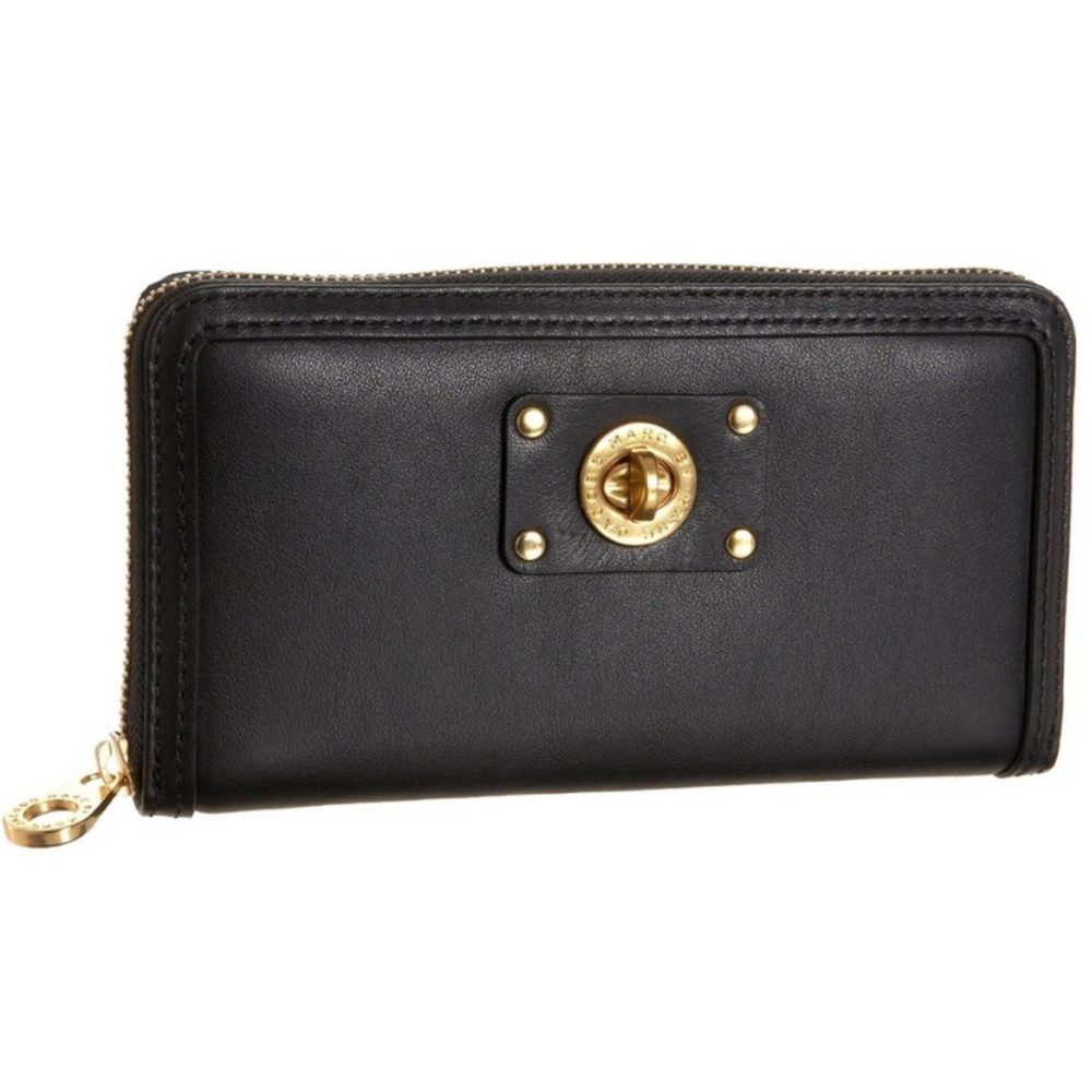 Marc by Marc jacobs trifold turnlock black leather wallet